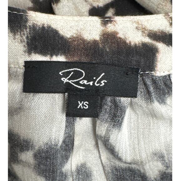 Rails Tyra Blurred Cheetah V Neck Faux Wrap Tie Side Midi Dress Size XS - Picture 6 of 14